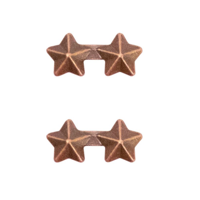 3/16 INCH Two Bronze Stars mounted on a bar, Ribbon Attachment 2 per package