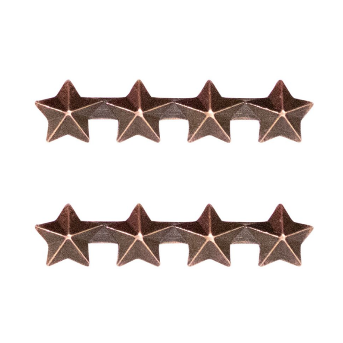 3/16 INCH Four Bronze Stars mounted on a bar, Ribbon Attachment 2 per package