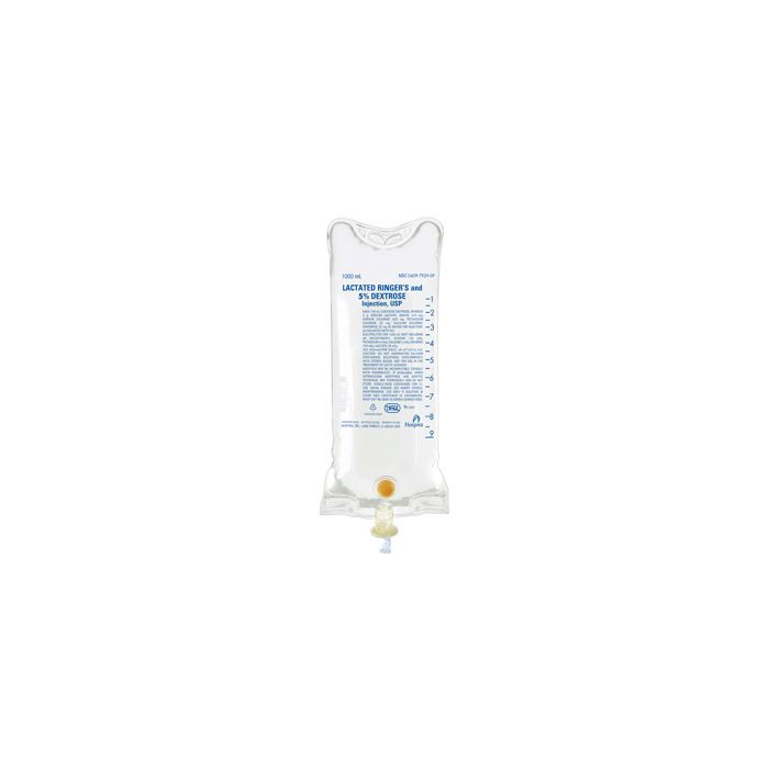 Lactated Ringers with 5% Dextrose 1000mL IV Bag 12/CASE