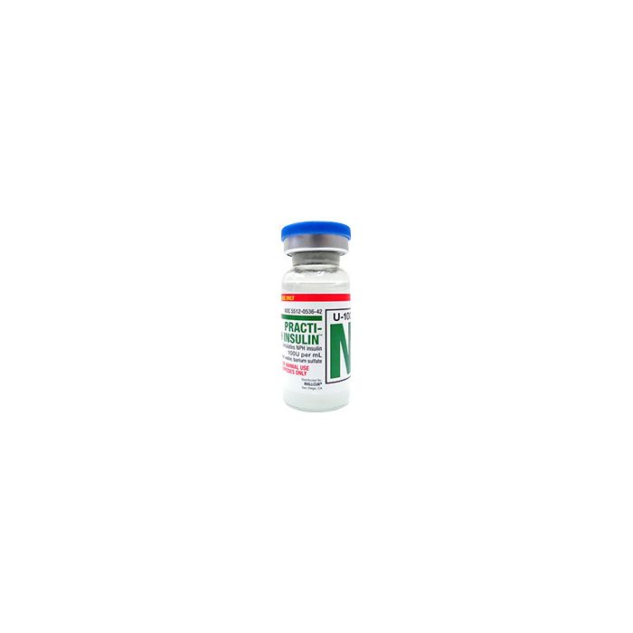 PRACTI-NPH INSULIN VIAL. DISTILLED WATER. BOX OF 40.