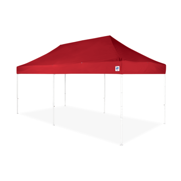 EZ Up Eclipse 10 x 20 Shelter Red Top with White Steel Frame
