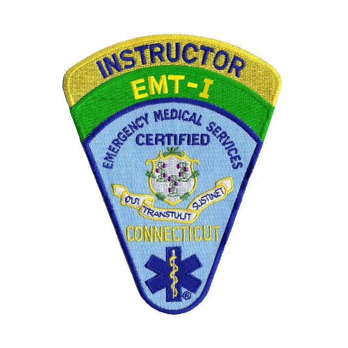 Connecticut Certified Emergency Medical Technician Intermediate Patch EMT-I with attached Instructor Rocker