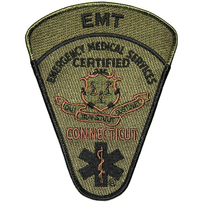 Connecticut Certified Emergency Medical Technician Patch Subdued with Attached Rocker