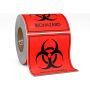 Biohazard Warning Labels  4x4 250/Box