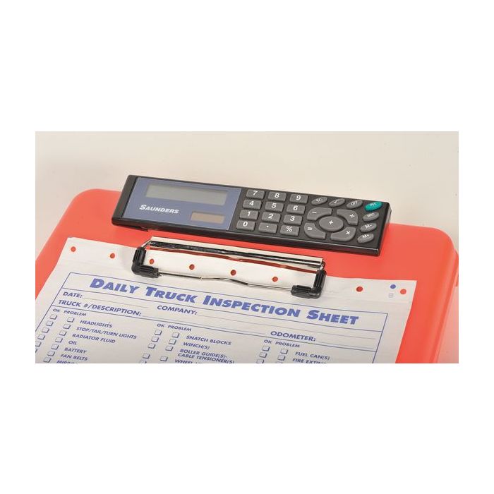 DeskMate II w/Calculator, 9.5 x 11.75 paper size, 3/4" capacity, Bright Orange
