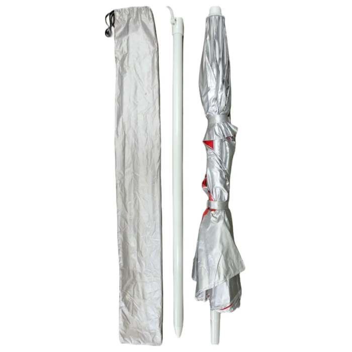 KEMP USA SILVER/ RED WITH GUARD WIND UMBRELLA