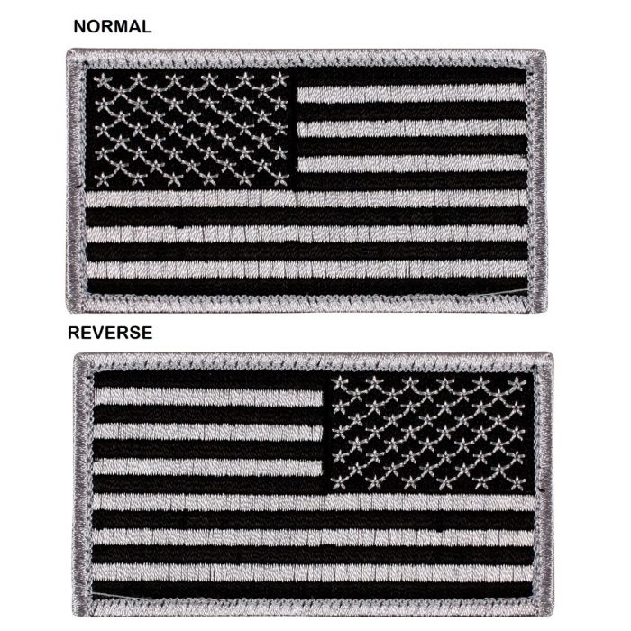 UNITED STATES OF AMERICA FLAG PATCH: Standard Black & Silver Large