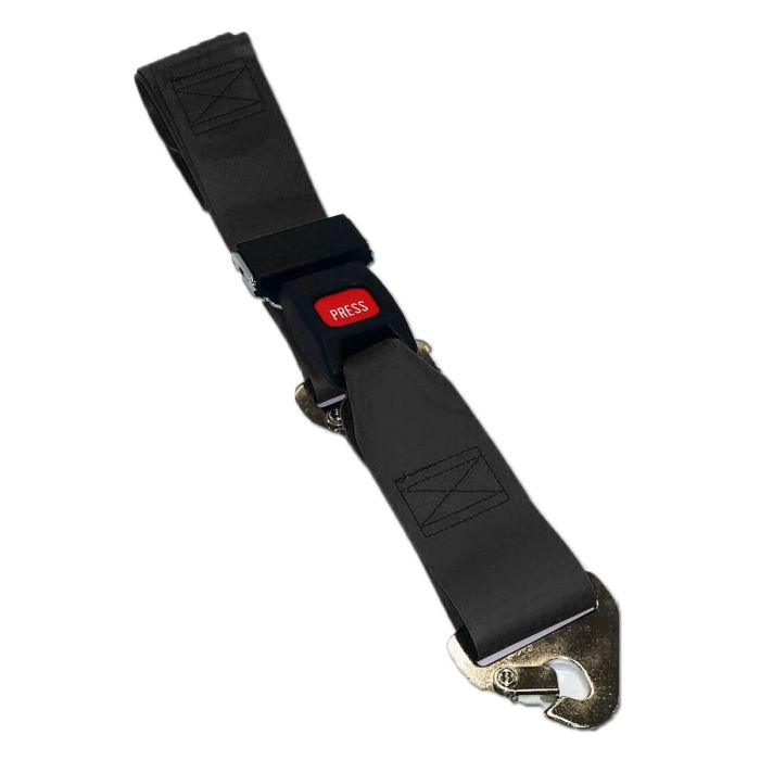 Straps, Vinyl, Metal Push Button Buckle, 2 Piece w/Non-Swivel Speed Clip, Black, 5 feet
