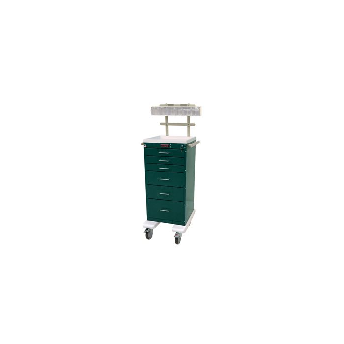 Six Drawer Mini Line Anesthesia Cart with Extended Stabilizing Bumper 