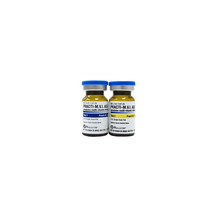 PRACTI-MVI ADULT DUAL PACK. 5 ML VIALS (20 OF VIAL 1; 20 OF VIAL 2.) DISTILLED WATER. BOX OF 40.