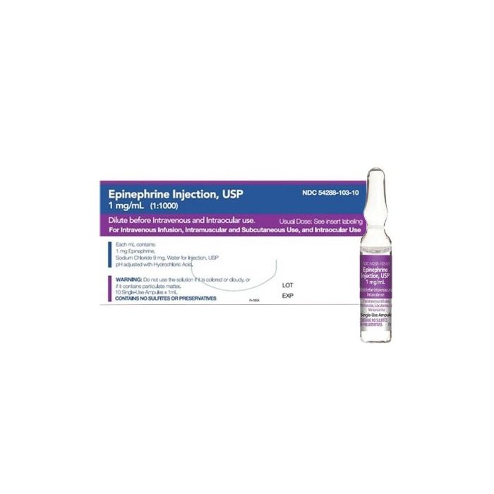 Epinephrine Inj USP 1mg/ml 1:1000 Ampoule 10/Box