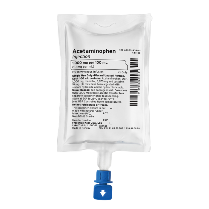 Acetaminophen Injection 1,000 mg per 100 mL premixed bag 20 per Case