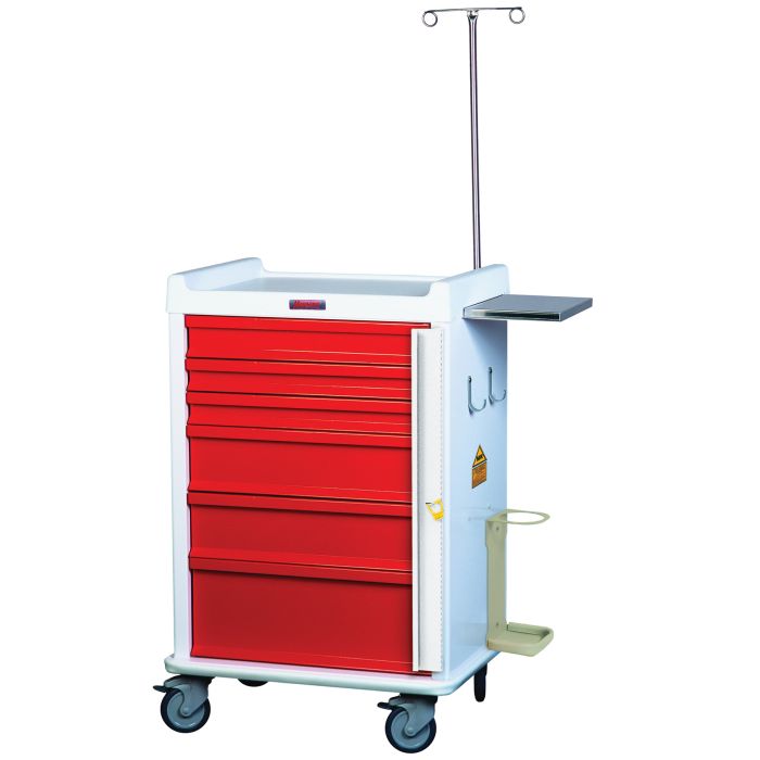 MR-Conditional, Aluminum Six Drawer Emergency Cart, Breakaway Lock, Specialty Package