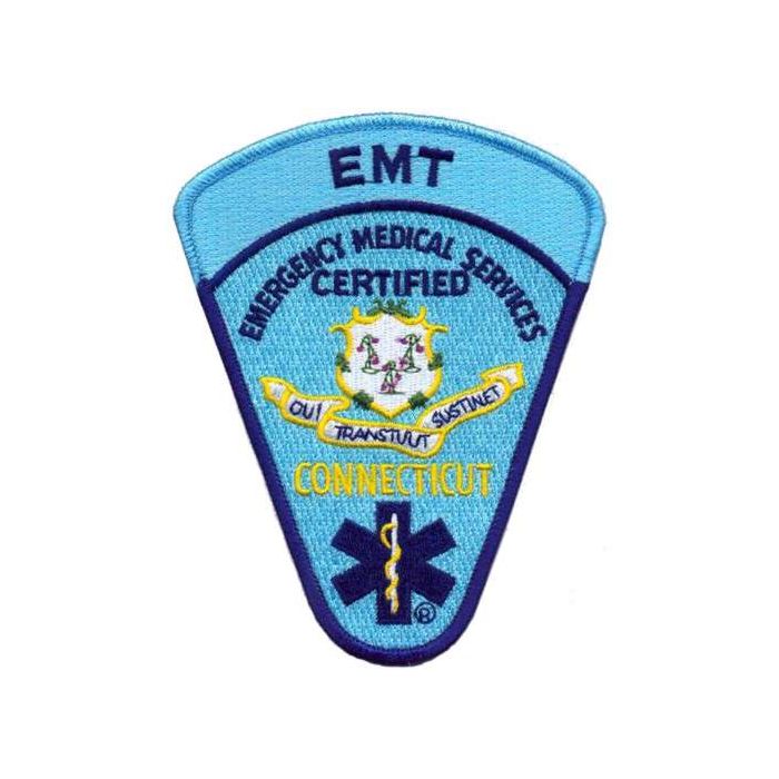 Connecticut Certified EMT Patch with PRE-ATTACHED hook velcro on back and  separate loop velcro patch - SAVELIVES