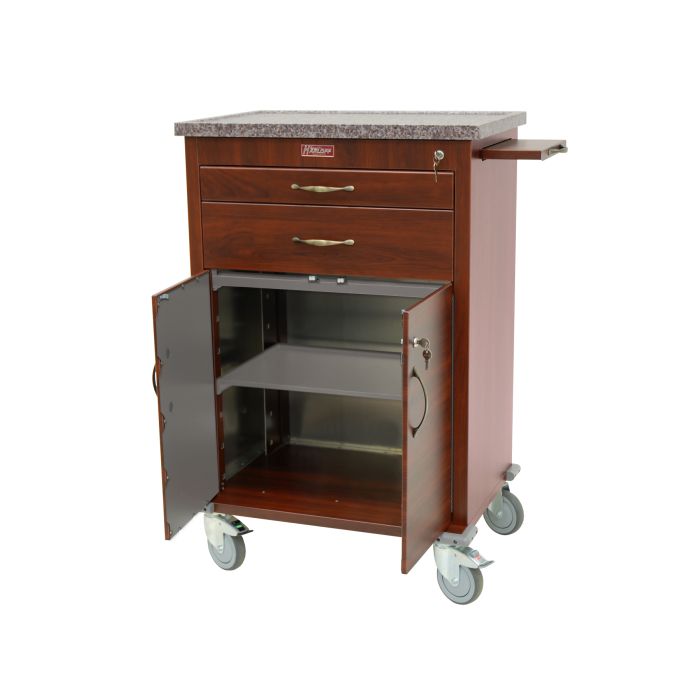 Wood Vinyl, 2 Drawer with Lower Storage Compartment, Treatment Cart, Standard Package
