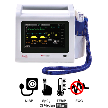 Zoe Medical 740SELECT - XMF00 (MAXNIBP, Masimo SpO2, FILAC 3000 Predictive Temperature)