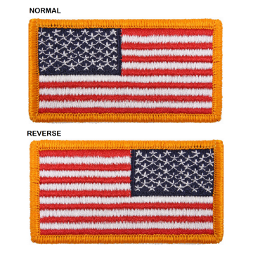 United States of America Flag Patch 2 x 3 inches Yellow Border  Multiple Configurations