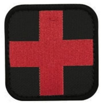2 x 2 Medic Patch Red cross on Black