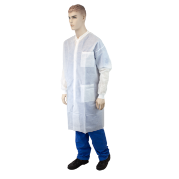 Lab Coat w/ 3 Pockets: WHITE 2XL  3bags/10pcs/cs