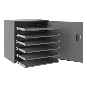 Large Heavy Duty Bearing Slide Rack, 6 Compartments, Locking Door
