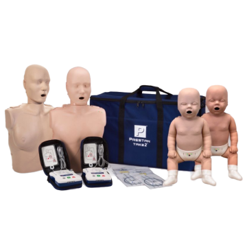 PRESTAN TAKE2 Kit with CPR Feedback (Medium Skin); Contains (1) Professional Adult Manikin, (1) Professional Adult Female Manikin, (2) Professional Infant Manikins, and (2) AED UltraTrainers - English/Spanish Languages; Includes (20) Adult Face Shield/Lun