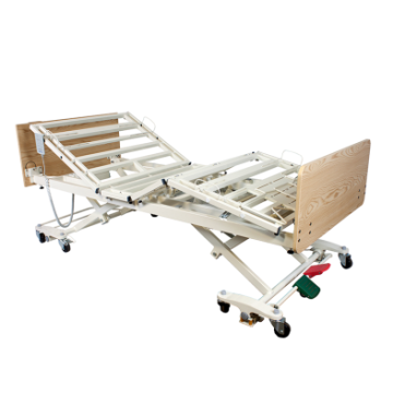 DB300 Bariatric LTC 5 Function Low Bed - Wood Boards - Mahog, w/ Metal Rail, 1pc/cs