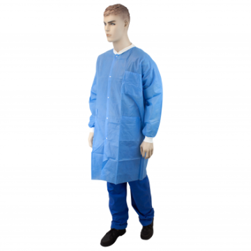 Lab Coat w/ 3 Pockets: DARK BLUE Medium  3bags/10pcs/cs
