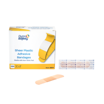 Sheer Plastic Adhesive Bandages  Sterile 3/4" x 3"