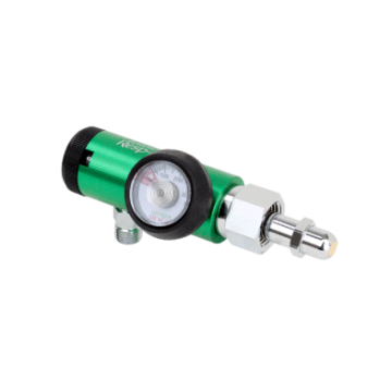 CGA 540 Style Oxygen Regulator - 0-15 LPM, DISS outlet, Brass-Sleeved, 5/1/cs