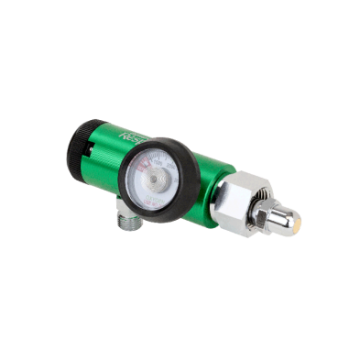 CGA 540 Style Mini Oxygen Regulator - 0-8 LPM, DISS outlet, Brass-Sleeved, 5/1/cs