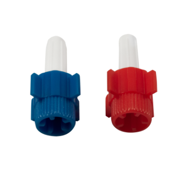 Dead End Caps Luer Lock, Red/Blue, 10/100/cs