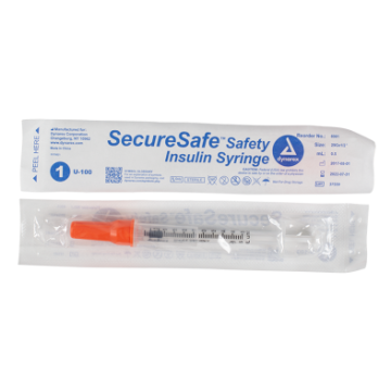 SecureSafe Safety Insulin Syringe - .5 ml (New Mechanism), 29G, 1/2" Needle, 5/100/cs