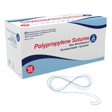 Polypropylene Sutures-Non Absorbable - Synthetic, Blue, 5-0, C3 Needle, 18", 12/bx