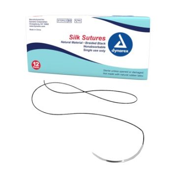 Braided Black Silk Sutures - Non Absorbable, Black, 4-0, C6 Needle, 18", 12/bx