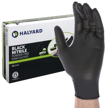 Halyard Black Powder Free Nitrile Exam Gloves Size Medium 10 Boxes of 100 Per Case