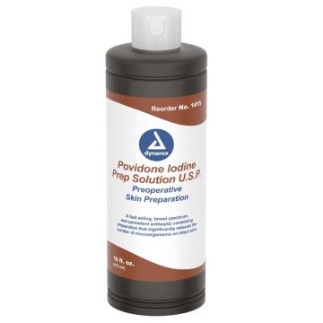 Povidone Iodine Prep Solution, 16 oz. Bottle, 24/cs