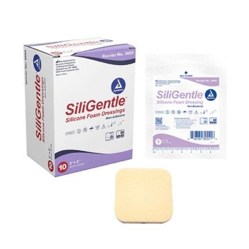 SiliGentle - Non-Adhesive Silicone Foam Dressing, 2" x 2", 12/10/cs