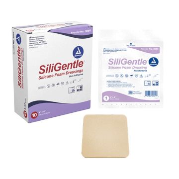 SiliGentle - Non-Adhesive Silicone Foam Dressing, 4" x 4", 12/10/cs