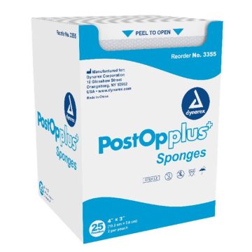 Post Op Plus Sponge, 4" x 3", 24/25/cs
