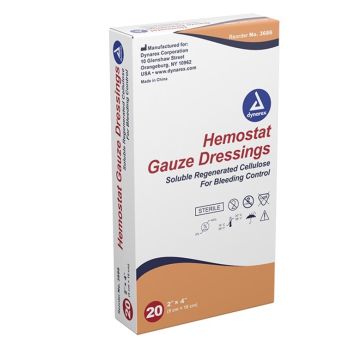 Hemostat Gauze Dressing, 2" x 4", 10/20/cs