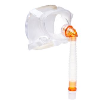 BiTrac Select Pediatric Maxshield size XXS with Interchangeable Pediatric Leak Elbow, Elbow extender tube w/ orange 22mm/22mm adapter, and Pediatric Maxshield Headgear size XXS