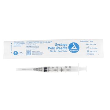 Syringe - Non-Safety with Needle - Luer Lock, 22G, 3/4" Needle, 3 cc, 8/100/cs