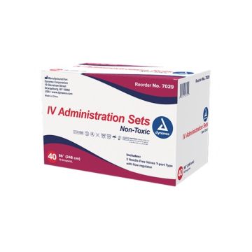 IV administration set - 10 drops 98", 2 needle-free, Y port flow reg, 40/bx