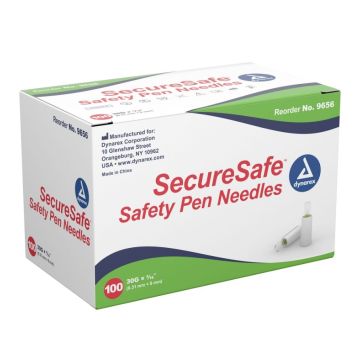SecureSafe Safety Pen Needle, 30G, 8 mm, 12/100/cs