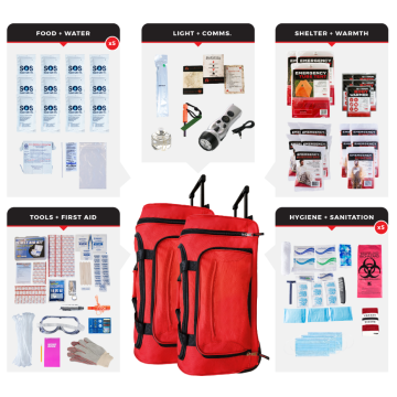 5 Person Comfort Survival Kit, Rolling Bag