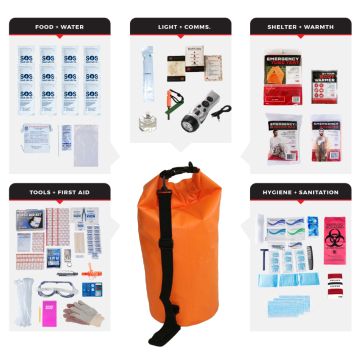 1 Person Comfort Survival Kit, Dry Bag