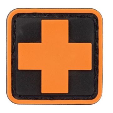 PATCH, MED CROSS - BLK/ORG (1" x 1")