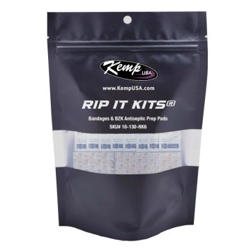 Kemp USA Rip It Kits®, Bandages Antiseptic Prep Pads, and Wipes