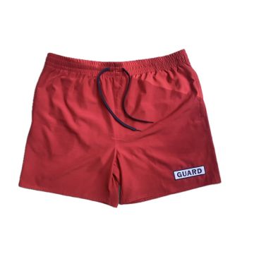 Kemp USA Lifeguard Male Shorts with Embroidered GUARD Logo, Medium, Red