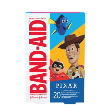 Band-Aid Adhesive Bandage Plastic Assorted Disney/Pixar Sterile 20/Bx, 24 BX/CA